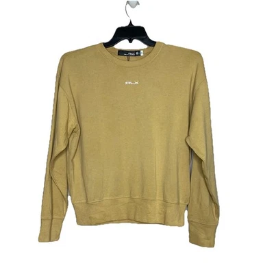 RLX RALPH LAUREN Women's Sz M Crewneck Khaki Sweatshirt Golf Pullover Fleece - Image 1 of 4
