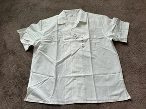 Uniqlo Men Cotton Linen Open Collar Short Sleeve Shirt White Linen Blend XXL $39 - Picture 1 of 7