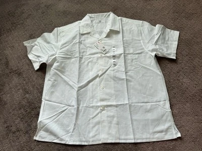 Uniqlo Men Cotton Linen Open Collar Short Sleeve Shirt White Linen Blend XXL $39 - Image 1 of 4
