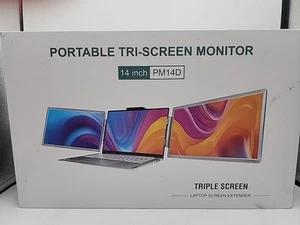 PM14D 14" Portable Tri-Screen Monitor – FHD IPS 1080P Display Extender - Picture 1 of 5