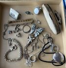 Scrap Sterling Silver Lot Including PANDORA Brush Handle & Jewelry MOST DAMAGED