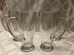 4 Libbey Cafe Clear Mugs Set Heavy Handled Coffee Drinking Glasses USA Made Lot - Picture 1 of 2