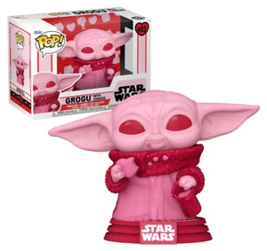 FIGURA DE VINILO POP STAR WARS VALENTINE'S GROGU CON GALLETAS ROSA 3,75" FUNKO 493 - Imagen 1 de 3
