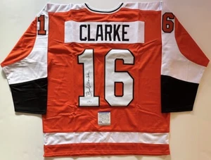 Maglia Hockey Bobby Clarke Autografo Firmato Arancione Personalizzata PSA Flyers - Foto 1 di 5