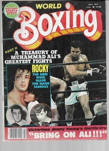 WORLD BOXING JULY 1977-ALI AND ROCKY(STALLONE,MARCIANO,GRAZIANO) COVER - Imagen 1 de 3