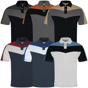 Camisas polo de manga corta para hombre piqué informales trabajo ajuste regular a rayas top premium - Imagen 1 de 37