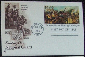 US FDC postcard NATIONAL GUARDS HERITAGE 1636 - 1986 - Picture 1 of 1
