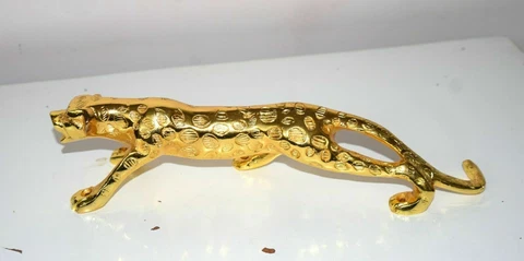 11'' Brass Tiger Door Pull in Bright Golden Color Made Using Chrome Polish HK109 Cover