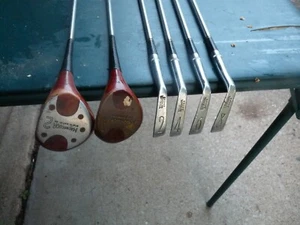 Vintage Wilson/MacGregor Leather Grip Golf Club Irons and Woods - Picture 1 of 15