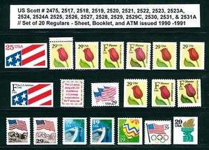 US Scott # 2475, 2517 through 2531A / 20 Regular Issues 1990-1994 MNH - Picture 1 of 1