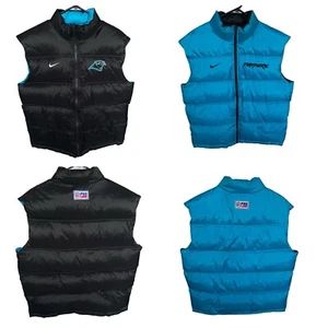 NFL Pro Line Duck Down Puffer Vest Mens Medium Reversible Full Zip Panthers - Picture 1 of 17