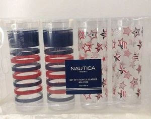 Nautica Home Set 4 Acrylgläser Patriotisch BPA frei 18" Neu - Bild 1 von 8