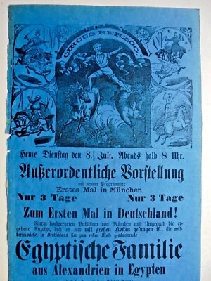 1879 MÜNCHEN plakat 61x21 CIRCUS HERZOG poster broadside affiche cirque circo - Bild 1 von 3