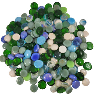 2 funty Partia zieleni niebiesko-białe szklane klejnoty akcenty dekoracyjne
