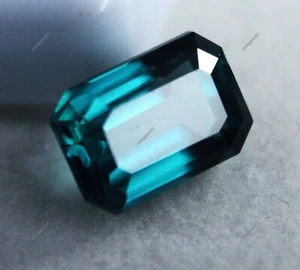 CERTIFIED 10 Ct Natural Sapphire Emerald Cut Bluish Green Loose Gemstone - Picture 1 of 6