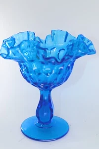 Fenton Aqua Glas Rüschen Quetschmuster Kolonial 1962 Bonboniere - Bild 1 von 15