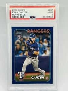 2024 Topps #280 Evan Carter RC Royal Blue PSA 9 Texas Rangers - Bild 1 von 2