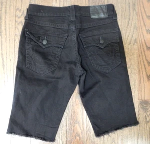 Pantaloncini corti denim True Religion uomo Ricky cut-off taglia 30 neri tasche con patta - Foto 1 di 6