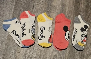 Disney Ankle Socks Lot of 5 Donald, Mickey (2), Minnie, and Goofy Size 5-8 Kids - Picture 1 of 5
