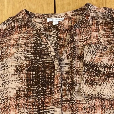 Giorgio Sant Angelo Shirt Womens Medium Brown Textured Pullover Blouse - Изображение 1 из 4