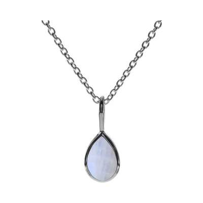 Pietra di Luna Lacrima Collana Argento Sterling Massiccio 925 Marchio Inglese IN - Immagine 1 di 4