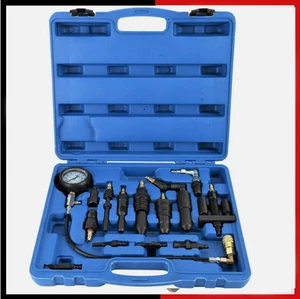 16 Pcs Compression Tester Diesel Engine Gauge Kit Tool 0-1000 PSI - Picture 1 of 10