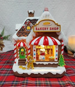 MOMENTS IN TIME Light Up Gingerbread Bakery Shop 9.84”H LED Christmas Village - Picture 1 of 6