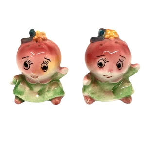Vintage Anthropomorphic Onion Salt & Pepper Shaker Set 1950s Japan - Picture 1 of 11