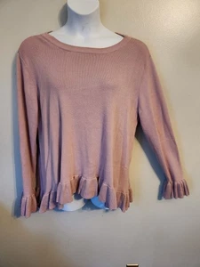 DG2 Diane Gilman Sweater Ruffle Sleeve & Hem Lilac 2X Plus - Picture 1 of 6