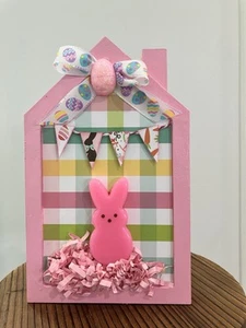 Easter Decor Tier Tray Peeps House Shelf Sitter Handmade - Picture 1 of 5