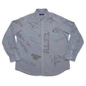 Polo Ralph Lauren Skull NY diario stencil calcio rugby grafica Oxford taglia XXL - Foto 1 di 4