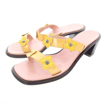 LOUIS VUITTON Mules Sandalias Tacón Cuero Amarillo EU 36 De Japón 119121K Aut... - Imagen 1 de 4