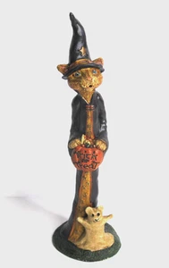Kurt S Adler Cat Witch w/ Mouse Ghost Halloween Trick or Treat Figure - Picture 1 of 8