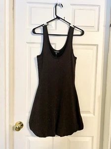 Neu mit Etikett Bebe schwarz Glitzer Tank Minikleid Stretch Blase Saum Damen groß - Bild 1 von 6