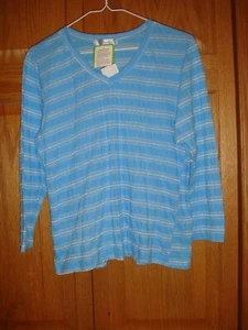 FRISCHE PRODUKTE Top L Atlantis Strick Streifen 3/4 Arm Oberteil - Bild 1 von 2