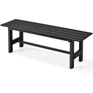 2-Person HDPE Outdoor Bench Garden Seating Iron Frame Dining Chair - Picture 1 of 24