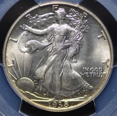 1938 WALKING LIBERTY HALF DOLLAR PCGS MS 63 EXCELLENT SILVER SATIN LUSTER OVER A - Image 1 of 4
