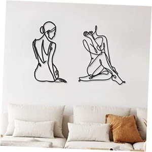 2 Pcs Metal Minimalist Wall Art Decor Abstract Woman Home Decor Room Decor - Picture 1 of 8