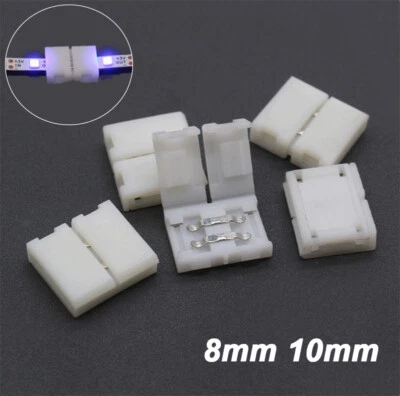 8mm 10mm 2-pin Solderless Clip-on Coupler Connector for RGB LED Strip Light - Image 1 of 4
