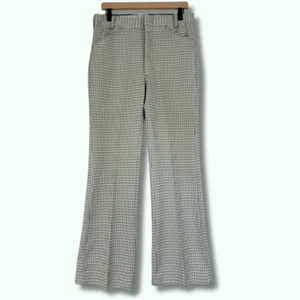 Pantalones de ocio acampanados a cuadros verdes 32x30 relajables para hombre de colección discoteca años 70 - Imagen 1 de 17