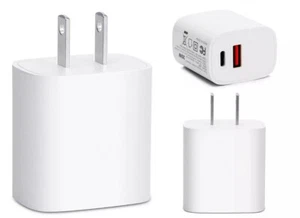 PD 20W USB-C Dual Port Adapter Wall Charger For iPhone 12 13 14 Pro Max iPad Pro - Picture 1 of 27