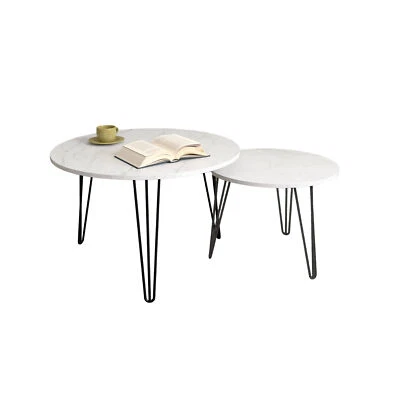 27.56'' Round Nesting Coffee Table Set of 2 Circular Nesting End Table Set - Image 1 of 4