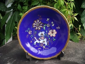 Vtg 1960s Paragon Bone China Saucer Cobalt Royal Blue Flowers & Butterfly - Picture 1 of 10