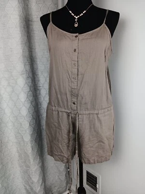 Forever 21 Mameluco Mujer Pequeño Marrón Cápsula Armario Mezcla de Lino Elegante  Foto 1 de 4