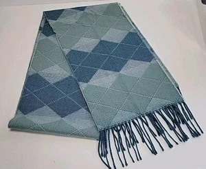 Rikka türkis grün Argyle Rauten Karomuster Schal Fransen Saum Acryl - Bild 1 von 7