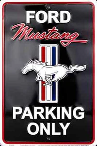 FORD MUSTANG PARKING ONLY 8 x 12" METAL EMBOSSED SIGN PONY GT LOGO GARAGE - Picture 1 of 5