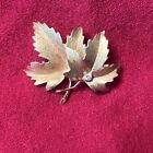 Antique 14K Yellow Gold Brooch Pendant Center Diamond Leaf Pin 5.7 Grams Of Gold