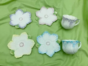 2 Teacups 4 Saucers - Spring Blossom 1992 Bombay Co. FLAW - Picture 1 of 10