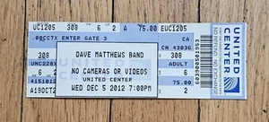 Dave Matthews Band Concert Ticket Stub United Center Chicago Dec 5 2012 Full Tix - Picture 1 of 2