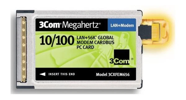 3Com Megahertz CardBus 10/100 Ethernet LAN + Modem PC Card with XJACK 3CXFEM656C - Image 1 of 1